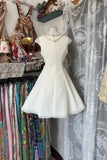 Niulatu Off-White V-Neck A-Line Chiffon Short Birthday Dress, Graduation Dress HZ1031