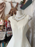 Niulatu Off-White V-Neck A-Line Chiffon Short Birthday Dress, Graduation Dress HZ1031