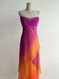 Niulatu Purple Spaghetti Strap Sheath Chiffon Long Prom Dresses, Vintage Party Dresses HZ1031