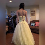 Niulatu Butter Yellow Strapless Corset Tulle Long Prom Dresses Sweet 16 Dresses HZ1031