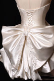 Niulatu White Strapless A-Line Satin Bow Short Homecoming Dress Birthday Dress HZ1031