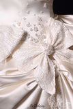 Niulatu White Strapless A-Line Satin Bow Short Homecoming Dress Birthday Dress HZ1031
