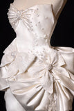 Niulatu White Strapless A-Line Satin Bow Short Homecoming Dress Birthday Dress HZ1031