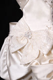 Niulatu White Strapless A-Line Satin Bow Short Homecoming Dress Birthday Dress HZ1031