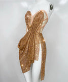 Niulatu Gold Bodycon Sweetheart Neck Short Homecoming Dress Birthday Dress HZ1031