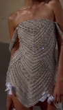 Niulatu Off Shoulder Sheath Beaded Homecoming Dresses Gorgeous Short Wedding Dress HZ1031