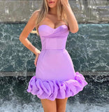 Niulatu Purple Bodycon Spaghetti Strap Short Homecoming Dresses Party Outfits HZ1031