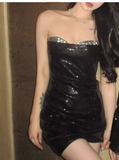 Niulatu Sheath Strapless Sequined Sparkly Short Homecoming Dress Party Dress HZ1031