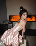 Niulatu Pink Birthday Dress A-Line Satin Short Homecoming HZ1031