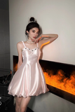 Niulatu Pink Birthday Dress A-Line Satin Short Homecoming HZ1031