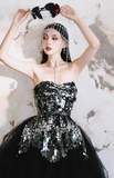 Niulatu Black Strapless A-Line Tulle Short Homecoming Dress HZ1031