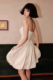 Niulatu White Strapless A-Line Short Homecoming Dress Birthday Dress HZ1031