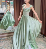 Niulatu A-Line Sweetheart Satin Long Stunnig Prom Dresses Elegant Formal Dresses HZ1031