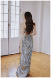 Niulatu Orange Sheath Halter Birthday Prom Dresses Slit Long Formal Dresses HZ1031
