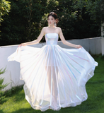 Niulatu Strapless A-Line Tulle Birthday Dress, Elegant Prom Dresses HZ1031