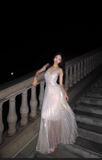 Niulatu V-neck A-Line Pleated Long Evening Gowns Elegant Birthday Prom Dresses HZ1031