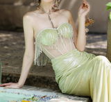 Niulatu Sweetheart Sheath Satin Birthday Dresses Slits Starfruit Yellow Evening Gowns HZ1031