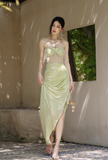 Niulatu Sweetheart Sheath Satin Birthday Dresses Slits Starfruit Yellow Evening Gowns HZ1031