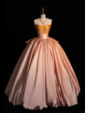 Niulatu Blush Pink A-Line Strapless Long Ball Gown Sweet 16 Dress Elegant Quinceanera Dresses HZ1031