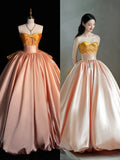 Niulatu Blush Pink A-Line Strapless Long Ball Gown Sweet 16 Dress Elegant Quinceanera Dresses HZ1031