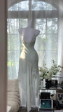 Niulatu Grey Green Spaghetti Strap Women's Dress HZ1031