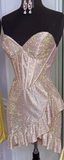 Niulatu Glitter 18th Birthday Dress Sweetheart Sheath Short Homecoming Dress HZ1031