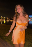 Niulatu Spaghetti Straps Orange 8th Grade Homecoming Dress Sweet Birthday Outfit Fashion Cocktail Dress HZ1031