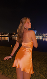 Niulatu Spaghetti Straps Orange 8th Grade Homecoming Dress Sweet Birthday Outfit Fashion Cocktail Dress HZ1031