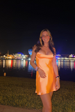 Niulatu Spaghetti Straps Orange 8th Grade Homecoming Dress Sweet Birthday Outfit Fashion Cocktail Dress HZ1031
