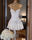 Niulatu Pink Spaghetti Strap 16th Birthday Dress Glitter Sequin A-Line Homecoming Dresses HZ1031