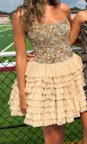 Niulatu Sparkly Strapless Short Prom Dresses Sweet 16th Birthday Ball Gowns Homecoming Dresses HZ1031