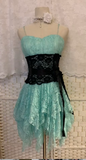 Niulatu Blue Spaghetti Straps Bodycon Short Birthday Dress Lace Cocktail Dress Homecoming Dress HZ1031