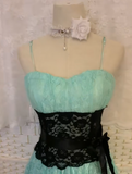 Niulatu Blue Spaghetti Straps Bodycon Short Birthday Dress Lace Cocktail Dress Homecoming Dress HZ1031