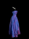 Niulatu Dark Purple Strapless Birthday Dress Elegant A-Line Long Prom Dresses Satin Graduation Dress HZ1031