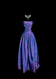 Niulatu Dark Purple Strapless Birthday Dress Elegant A-Line Long Prom Dresses Satin Graduation Dress HZ1031
