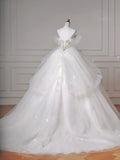 Niulatu White Sweetheart Neck Wedding Dress Long Ball Gowns Tulle Beaded Quinceanera Dress Bridal Gown HZ1031