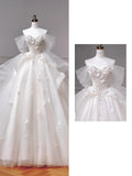 Niulatu White Sweetheart Neck Wedding Dress Long Ball Gowns Tulle Beaded Quinceanera Dress Bridal Gown HZ1031
