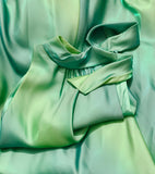 Niulatu Gradient Green Sheath Formal Dresses Vintage Elegant High Neck Satin Evening Dress Party Dress HZ1031