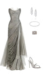 Niulatu Grey Sheath Evening Gowns Crawl Chiffon Formal Dresses Elegant 23rd Birthday Outfit HZ1031
