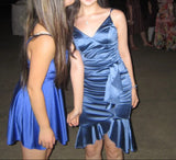 Niulatu Navy Blue V-neck Sheath Short Homecoming Dress Elegant Party Dress Satin Formal Dress 18th Birthday Outfit HZ1031