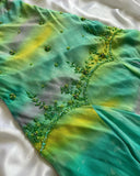 Niulatu Gradient Green Halter Sheath Prom Dresses Elegant Beaded Chiffon Formal Dress Pool Party Dress Holiday Dress HZ1031