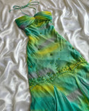 Niulatu Gradient Green Halter Sheath Prom Dresses Elegant Beaded Chiffon Formal Dress Pool Party Dress Holiday Dress HZ1031