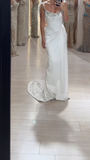 Niulatu White Sheath Long Prom Dresses Elegant Satin Formal Dress Beaded Trailing Evening Dress HZ1031