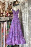 Niulatu Purple A-Line Evening Gowns V-neck Floral Chiffon Long Prom Dresses Vintage Birthday Dress HZ1031