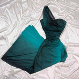 Niulatu Gradient Jade Sheath Formal Dress One Shoulder Glitter Chiffon Evening Gowns sweet 18th Birthday Dress HZ1031