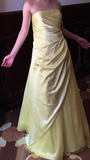 Niulatu Butter Yellow Sheath Formal Dress Elegant Strapless Satin Chiffon Evening Gowns Beaded Graduation Prom Dresses HZ1031