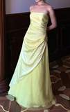 Niulatu Butter Yellow Sheath Formal Dress Elegant Strapless Satin Chiffon Evening Gowns Beaded Graduation Prom Dresses HZ1031