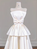 Niulatu Strapless Bridal Dress Lace Satin Bow A-Line Wedding Dress Bridal Dress HZ1031