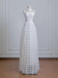 Niulatu Ivory Strapless Bridal Gown A-Line Tulle Beaded Wedding Dress Modest Applique Bridal Dress HZ1031