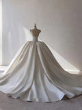 Niulatu Ivory Sweetheart Bridal Gown Satin Ball Gown Wedding Dress Modest Bridal Dress HZ1031